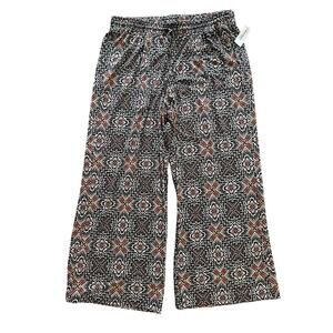 Roz & Ali Black Geometric Pull On Wide Leg‎ Pants Size 1X NWT